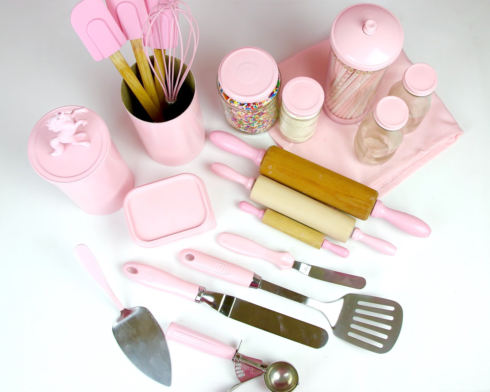 assorted baking tools on a table