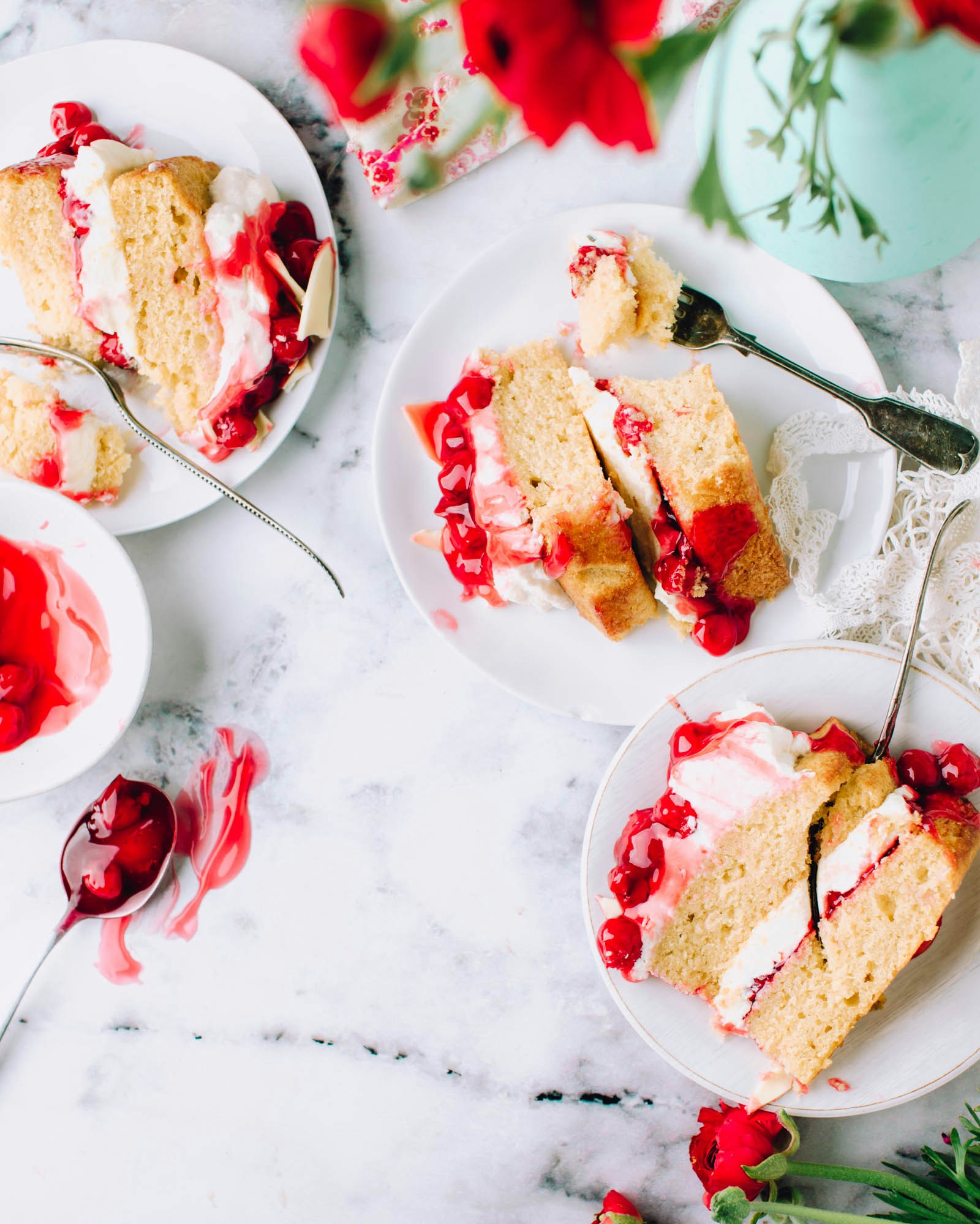 piece of cake with strawberry filling